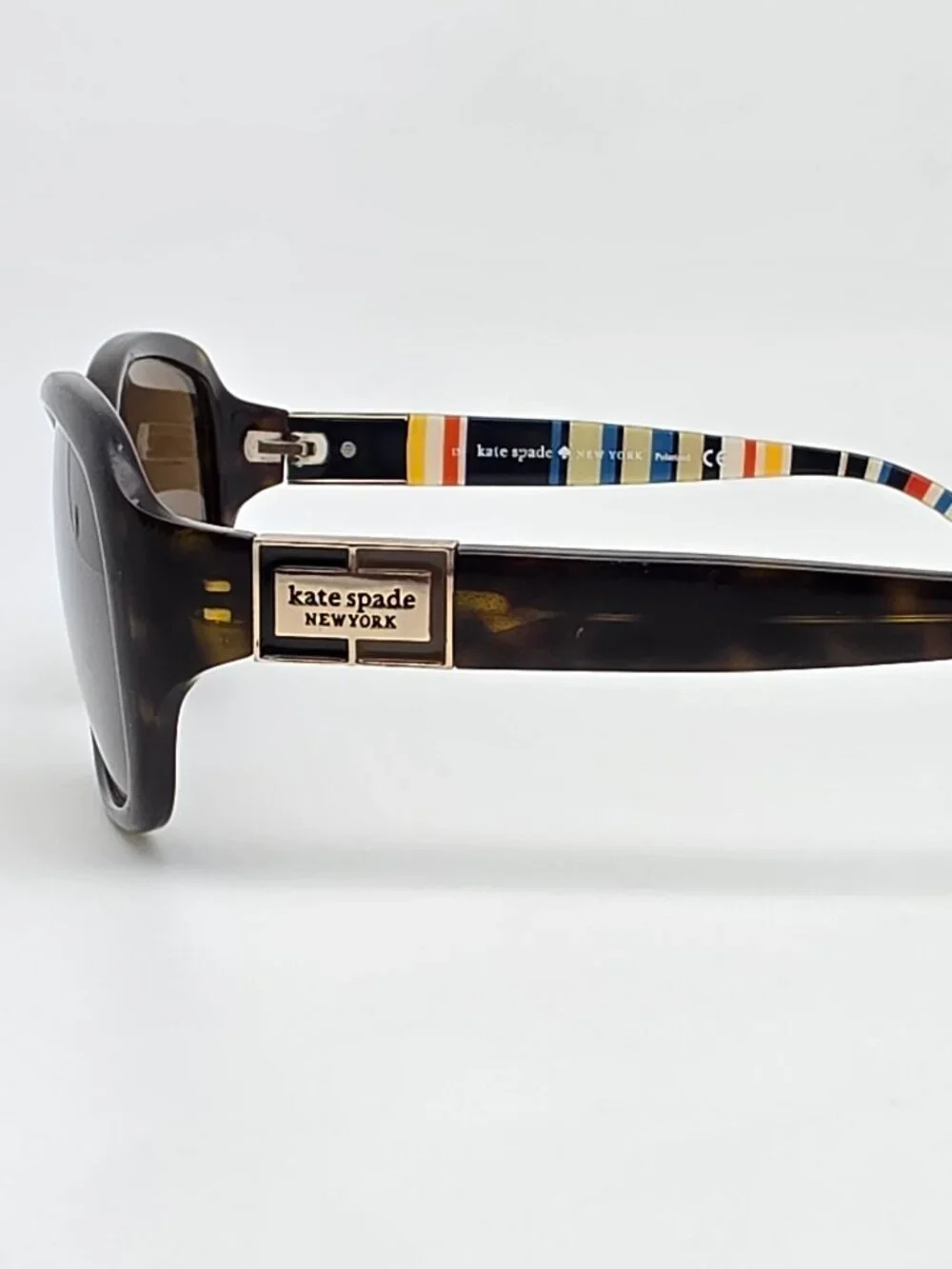 Kate Spade Annika Tortoise on Stripe Frame Polarized Brown Lens Sunglasses 56mm